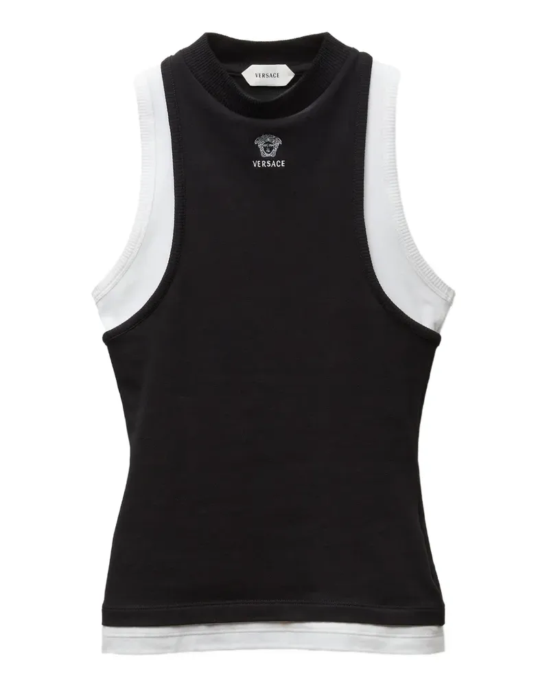Versace Tanktop mit Logo-Stickerei - Schwarz Schwarz