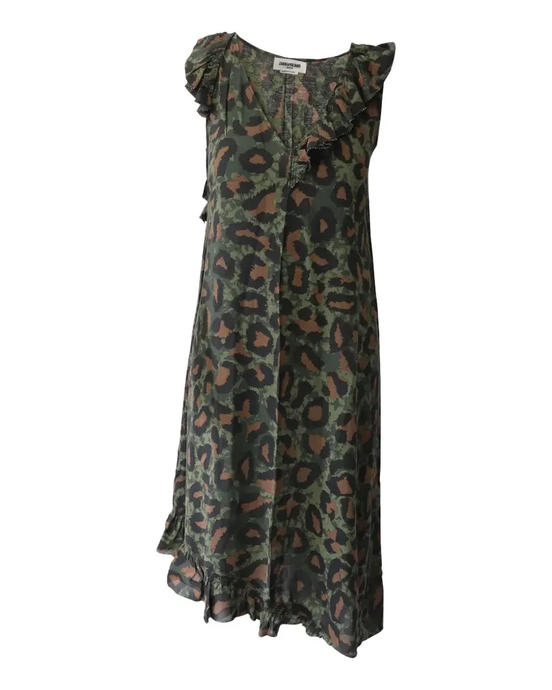 Zadig & Voltaire Rebelle leopard-print asymmetric midi dress - Grün Grün