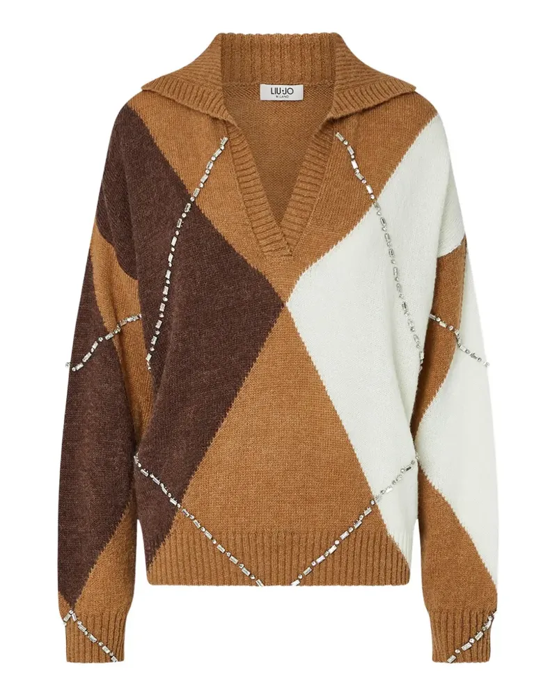 Liu Jo argyle polo with jewel embroidery - Braun Braun