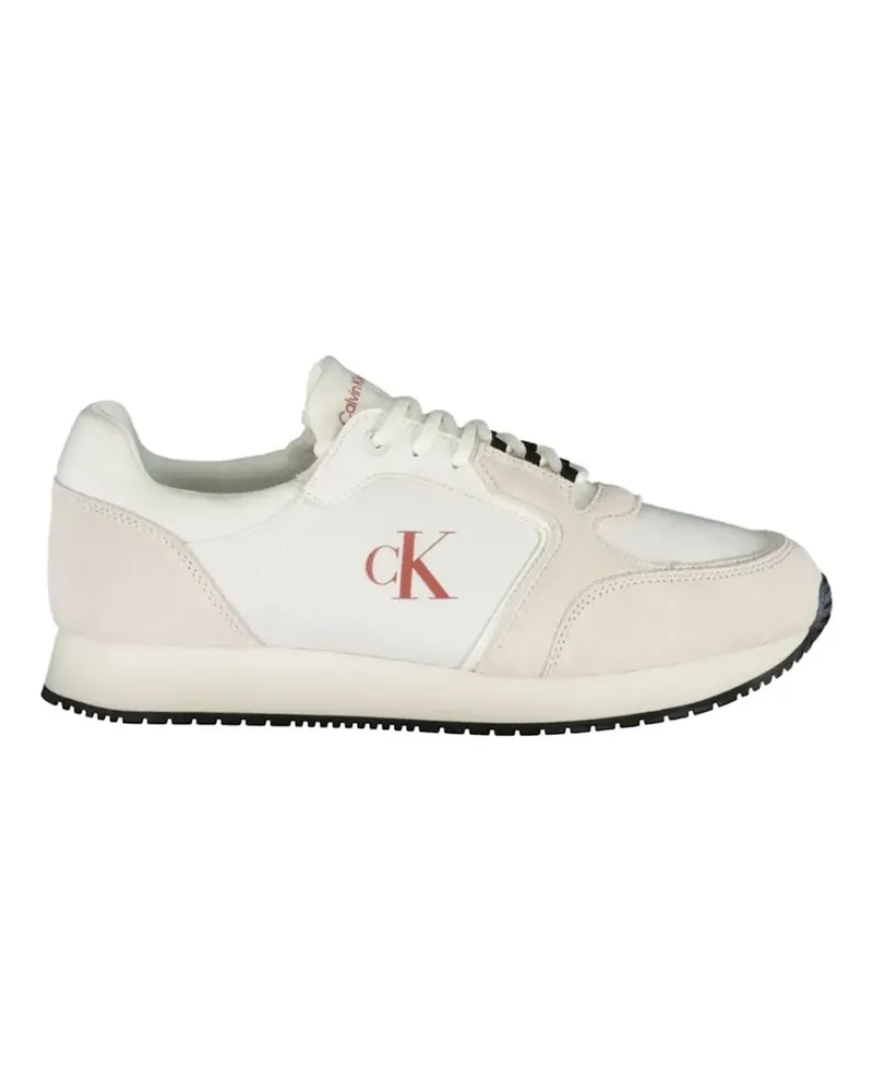 Calvin Klein suede-panelled logo-print sneakers - Weiß Weiß