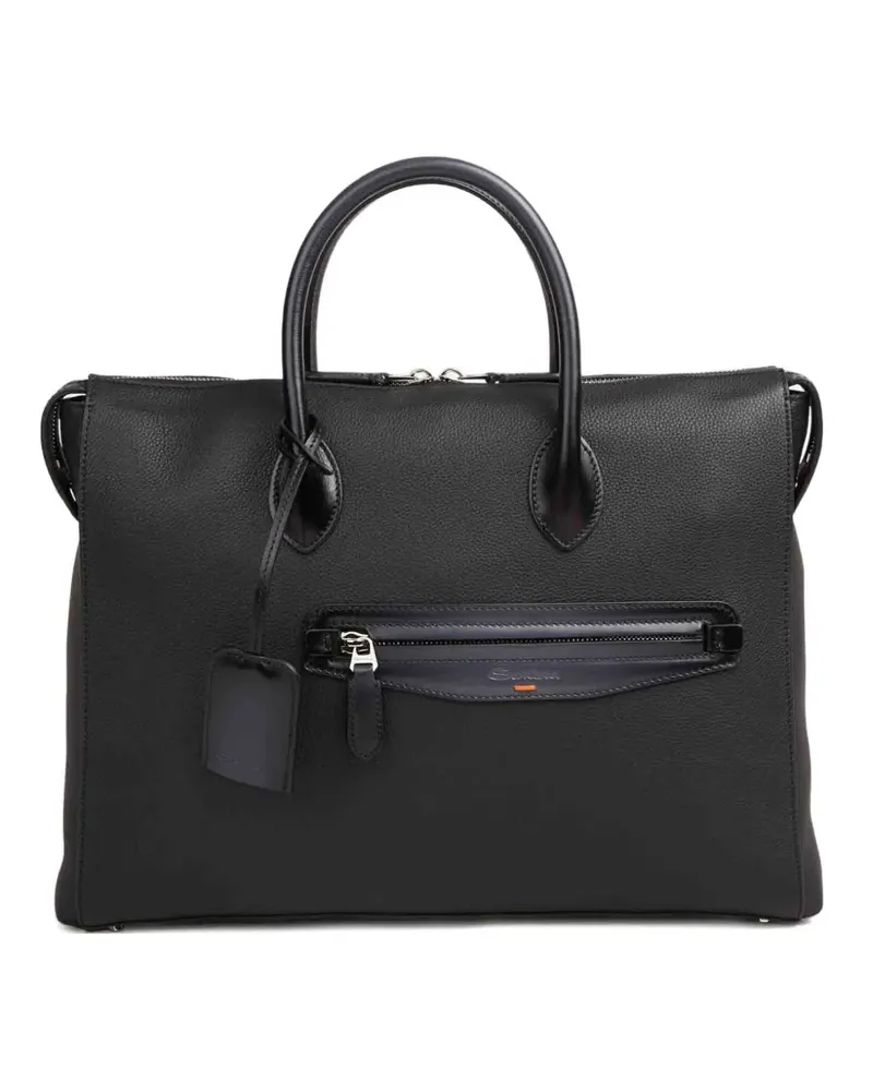 Santoni leather tote bag - Schwarz Schwarz