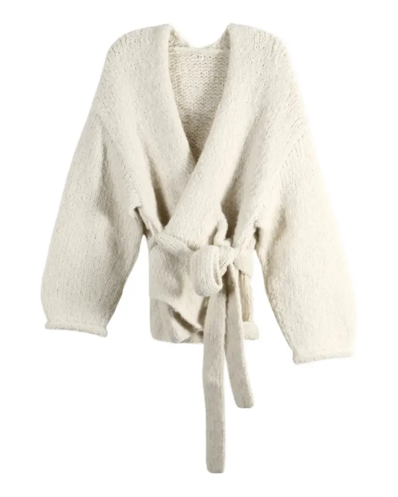 Taiga Takahashi belted chunky-knit coat - Nude Nude
