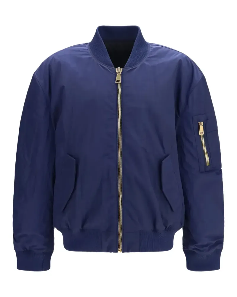 Balmain logo-embroidered bomber jacket - Blau Blau