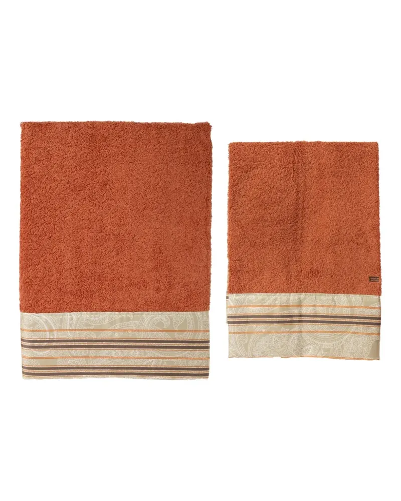 Etro Gestreiftes Badetücher-Set mit Paisley-Print (2er-Set) - Orange Orange