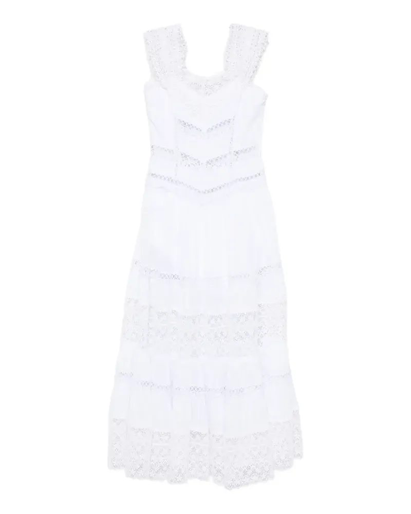 Charo Ruiz Amaira lace-panelled tiered midi dress - Weiß Weiß
