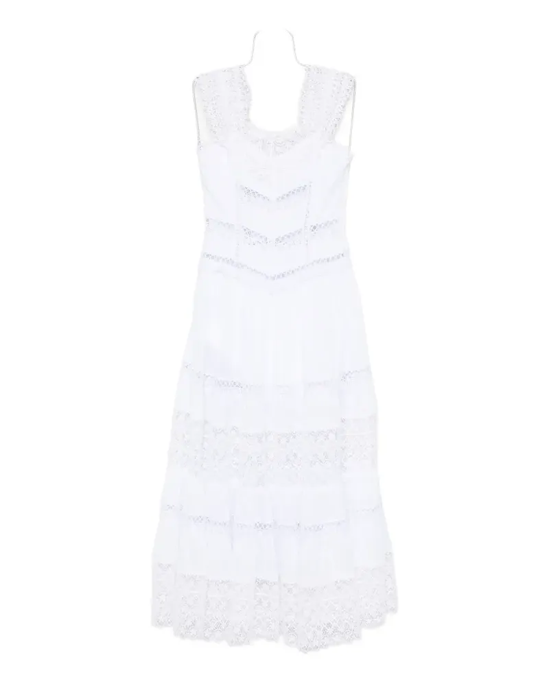 Charo Ruiz Amaira lace-panelled tiered midi dress - Weiß Weiß