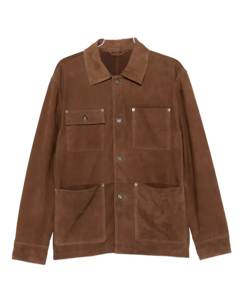 Paolo Pecora Milano suede multi-pocket coat - Braun Braun