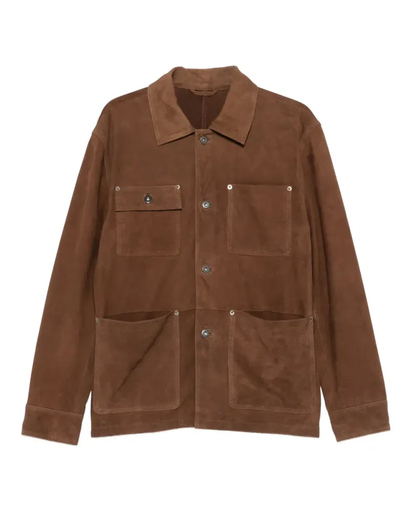 Paolo Pecora Milano suede multi-pocket coat - Braun Braun