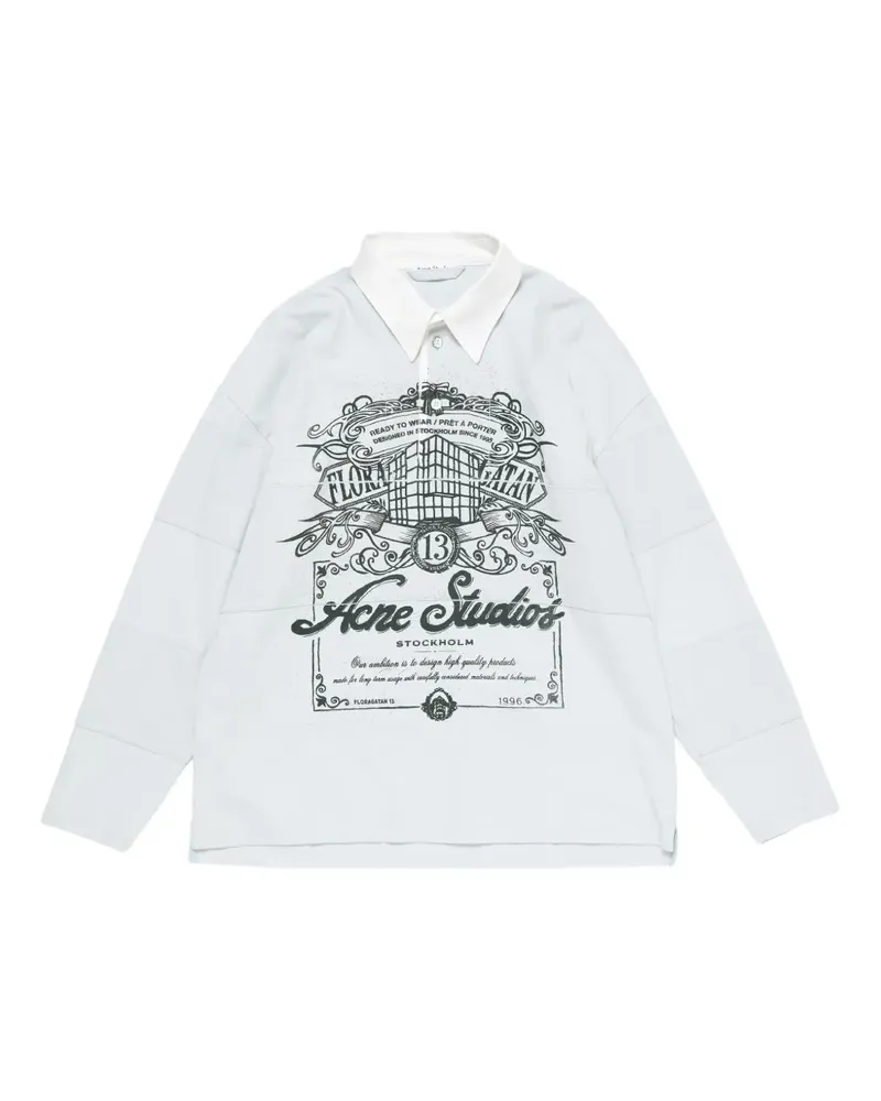 Acne Studios Poloshirt mit grafischem Print - Grau Grau