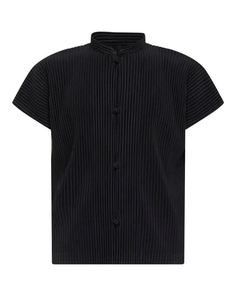 Issey Miyake pleated mandarin-collar sweater - Schwarz Schwarz