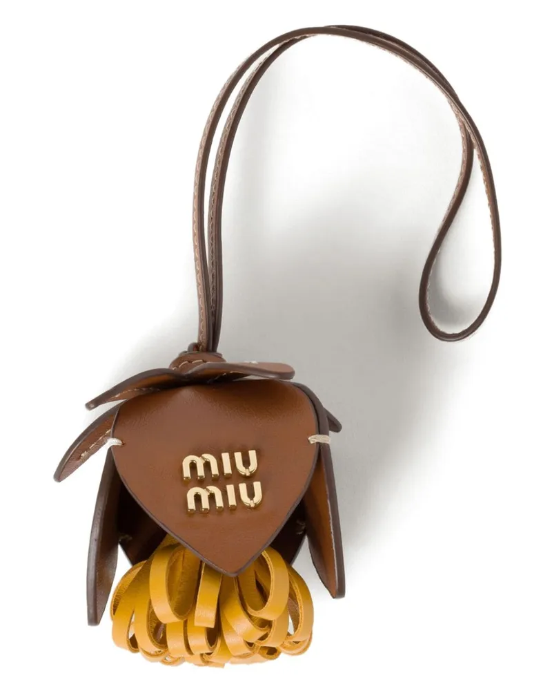 Miu Miu Taschenanhänger mit Logo - Braun Braun