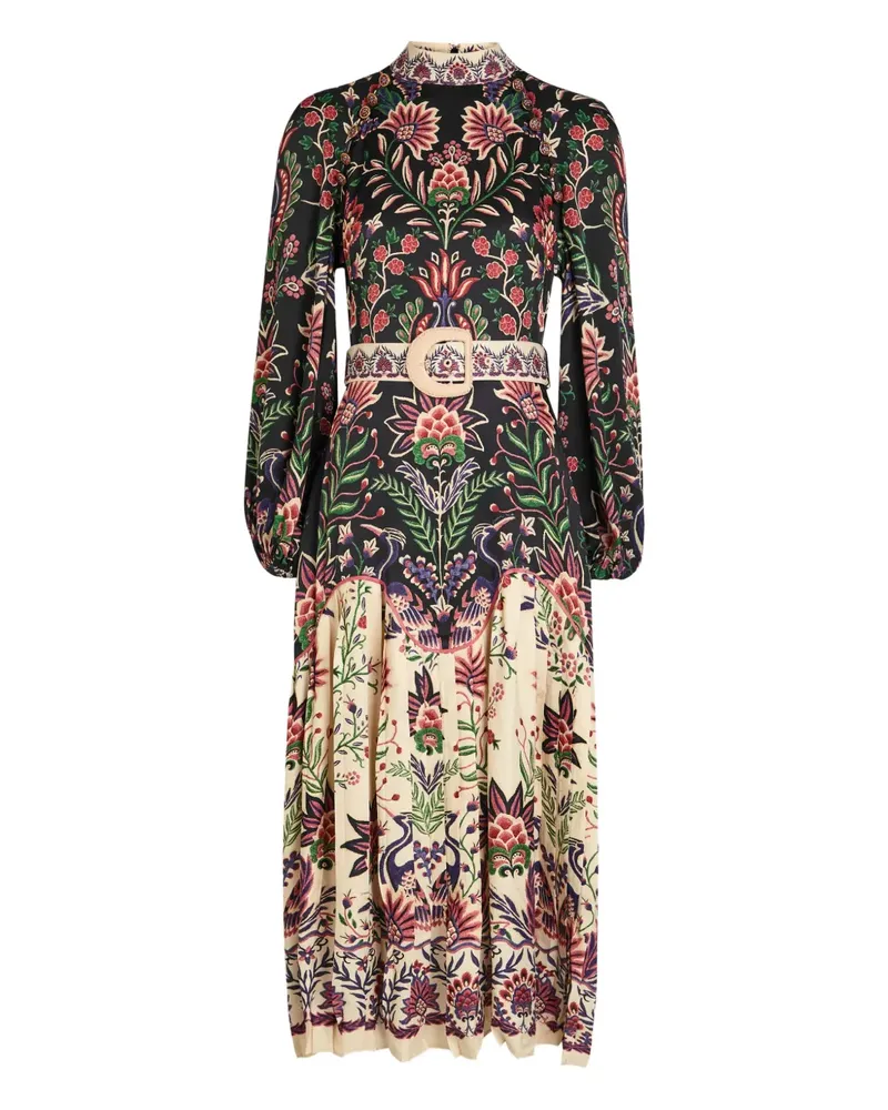 FARM Rio belt-detail midi dress - Schwarz Schwarz