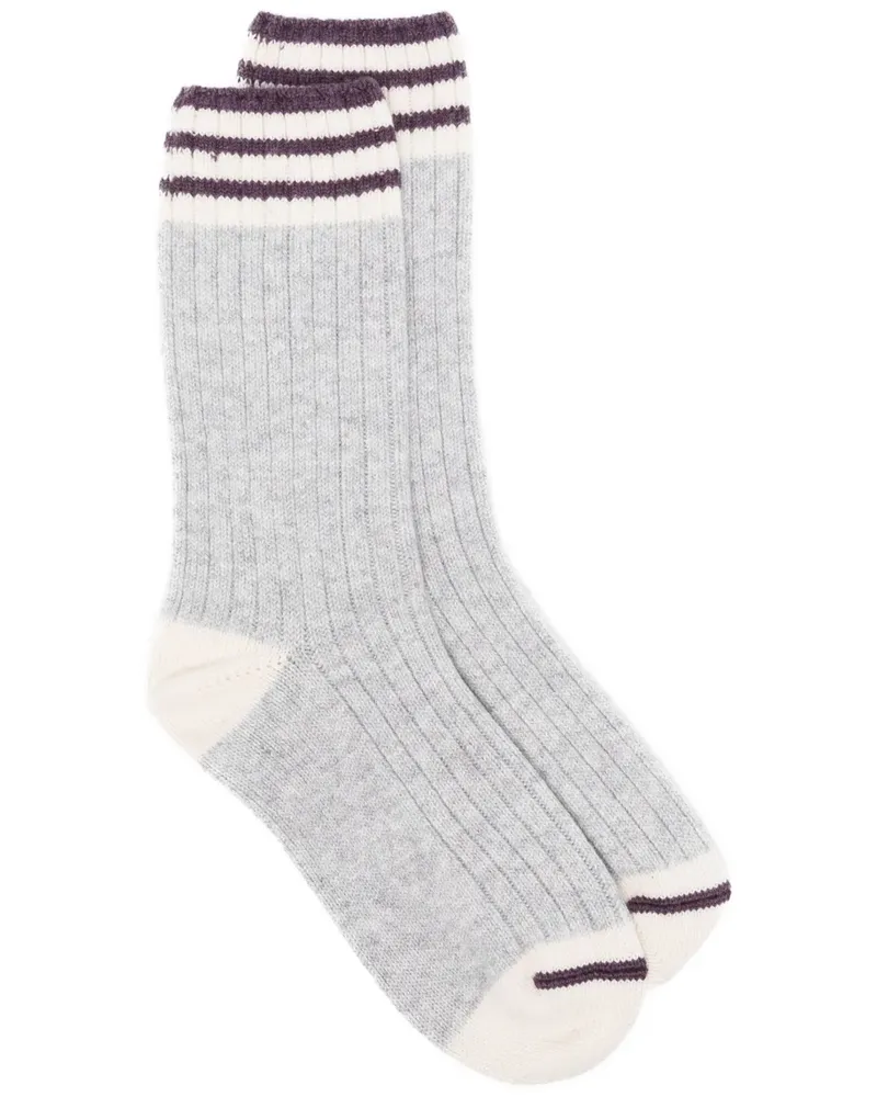 Brunello Cucinelli Gerippte Socken aus Kaschmir - Grau Grau