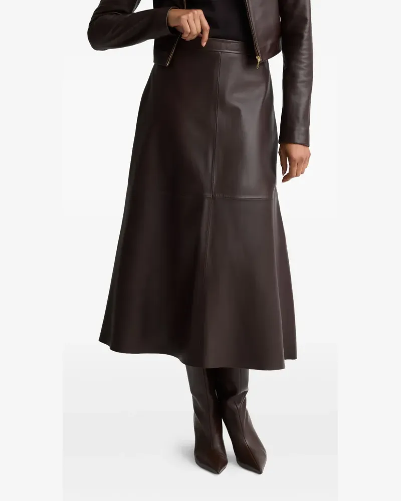 ST. JOHN Midirock aus Leder - Braun Braun