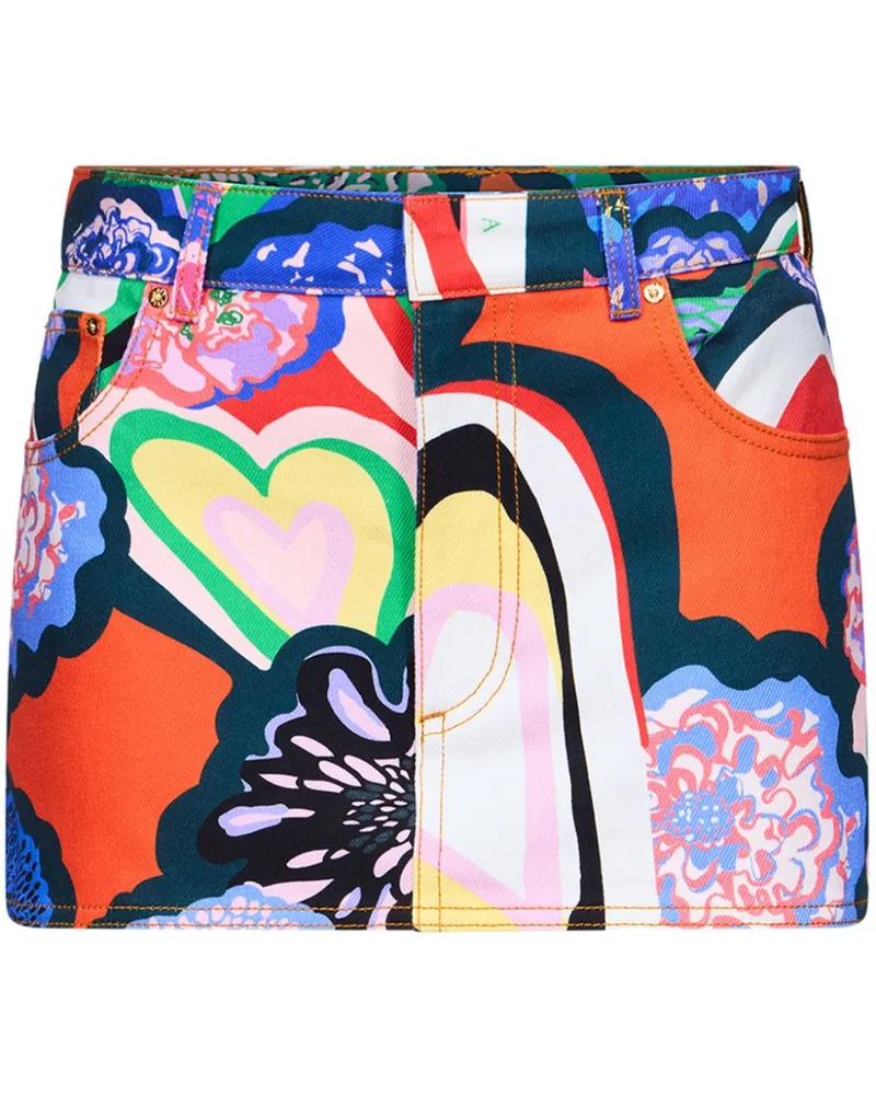 Area Denim-Minirock mit abstraktem Print - Orange Orange