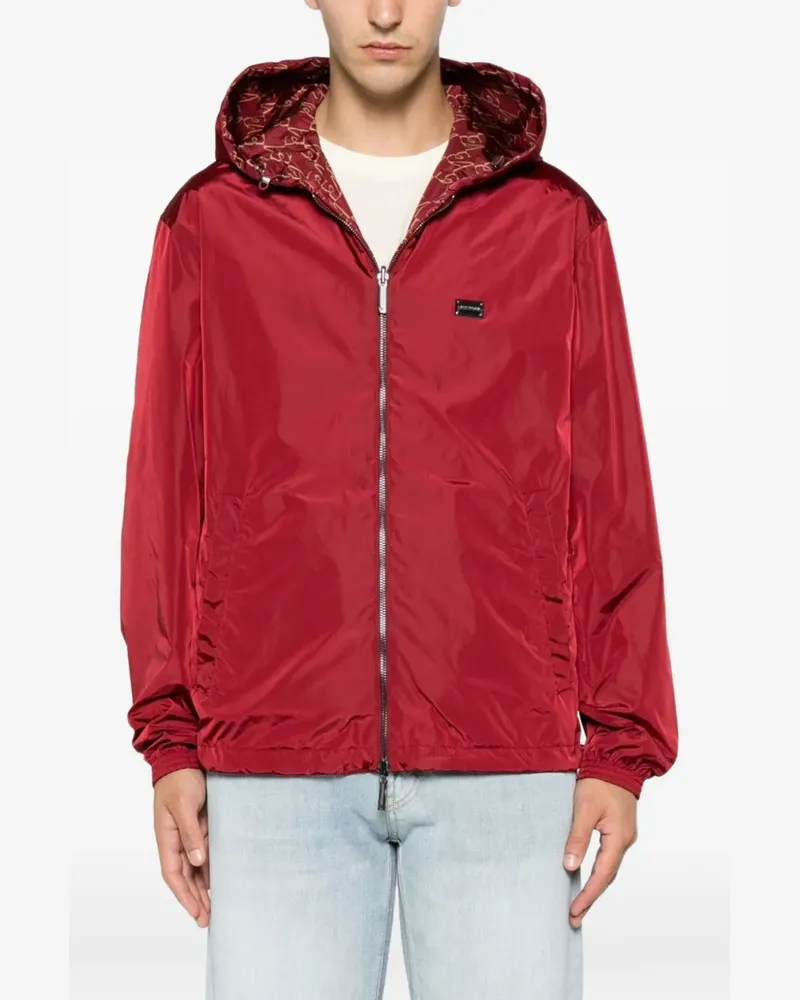 Emporio Armani monogram-print hooded windbreaker - Rot Rot