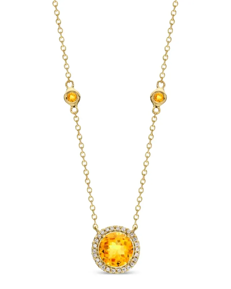 Kiki McDonough 18kt Grace Gelbgoldhalskette mit Zitrin und Diamanten Gold