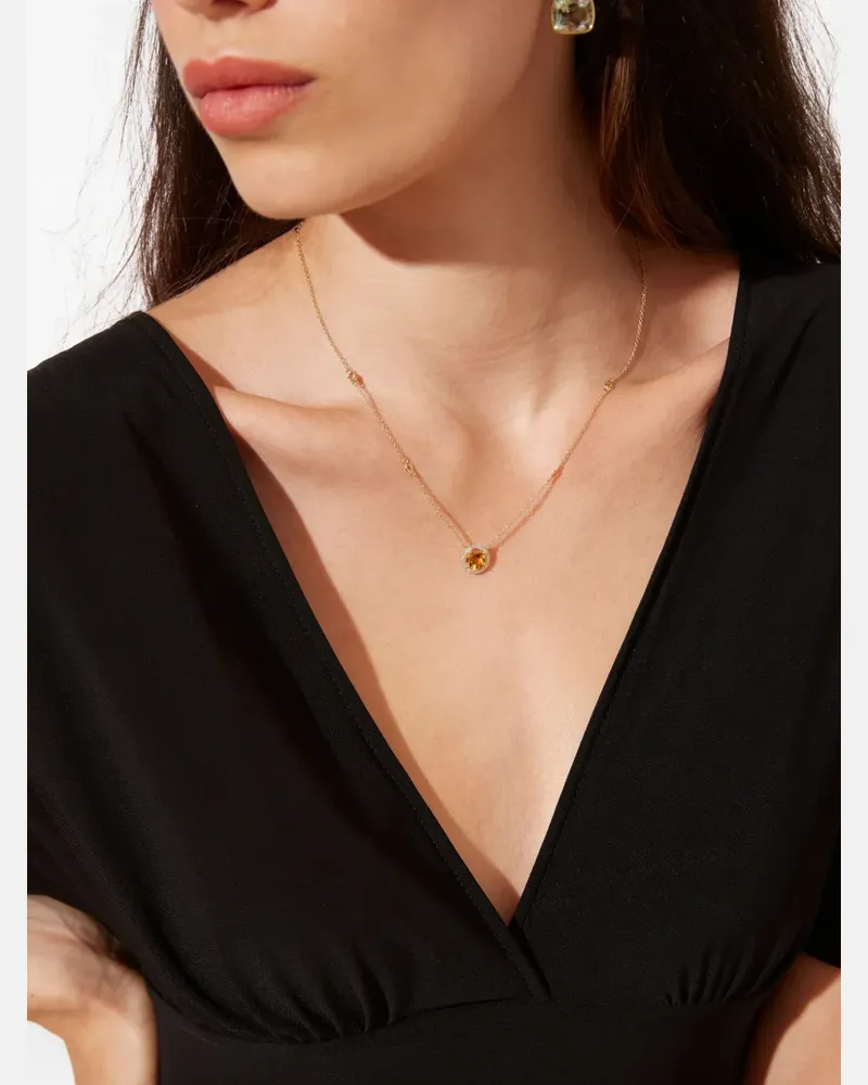Kiki McDonough 18kt Grace Gelbgoldhalskette mit Zitrin und Diamanten Gold