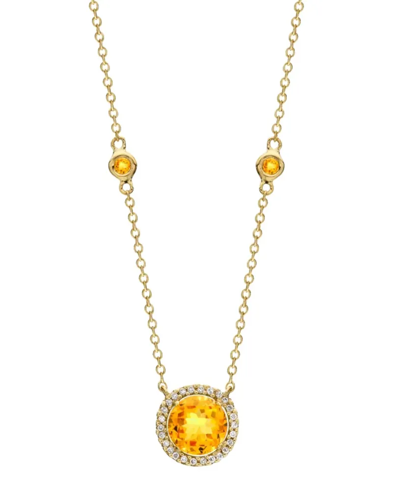 Kiki McDonough 18kt Grace Gelbgoldhalskette mit Zitrin und Diamanten Gold