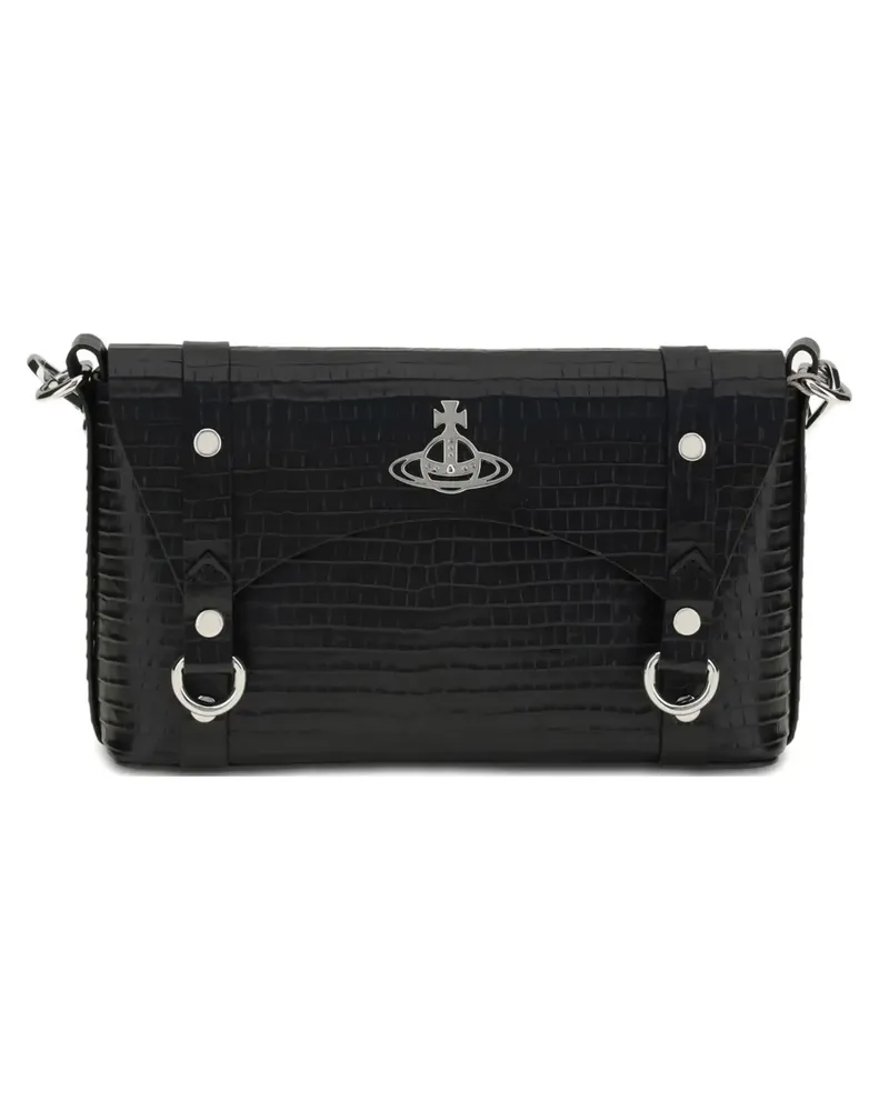 Vivienne Westwood Kimmy Umhängetasche mit Kroko-Effekt - Schwarz Schwarz