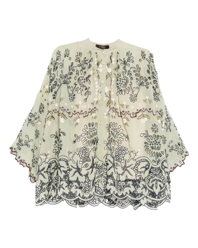 Biyan Hemd mit Blumenstickerei - Grün Grün