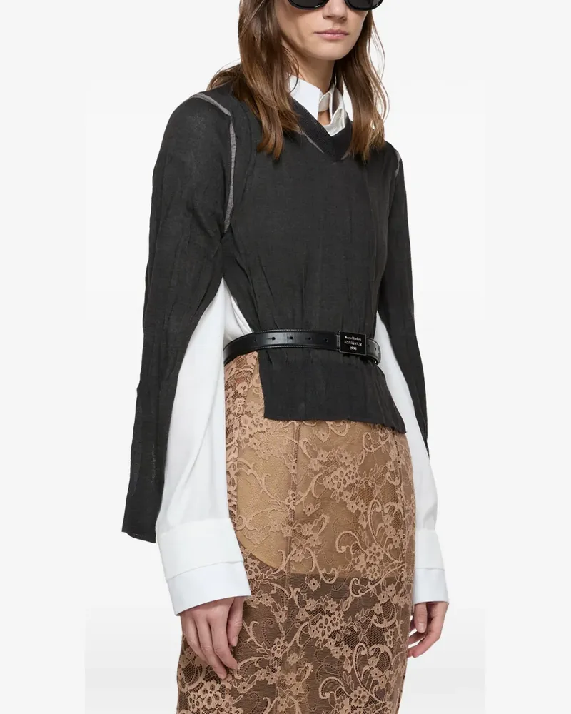 Acne Studios Oberteil mit V-Ausschnitt - Schwarz Schwarz