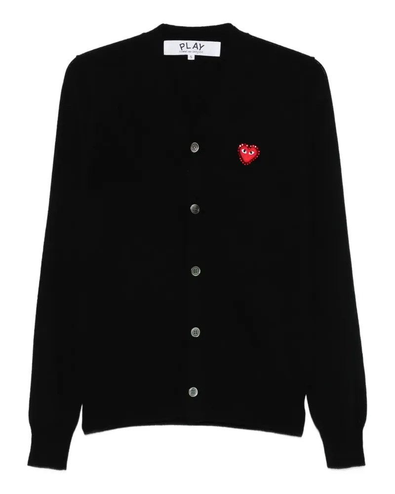 Comme des Garçons Strassverzierter Cardigan mit Herzemblem - Schwarz Schwarz