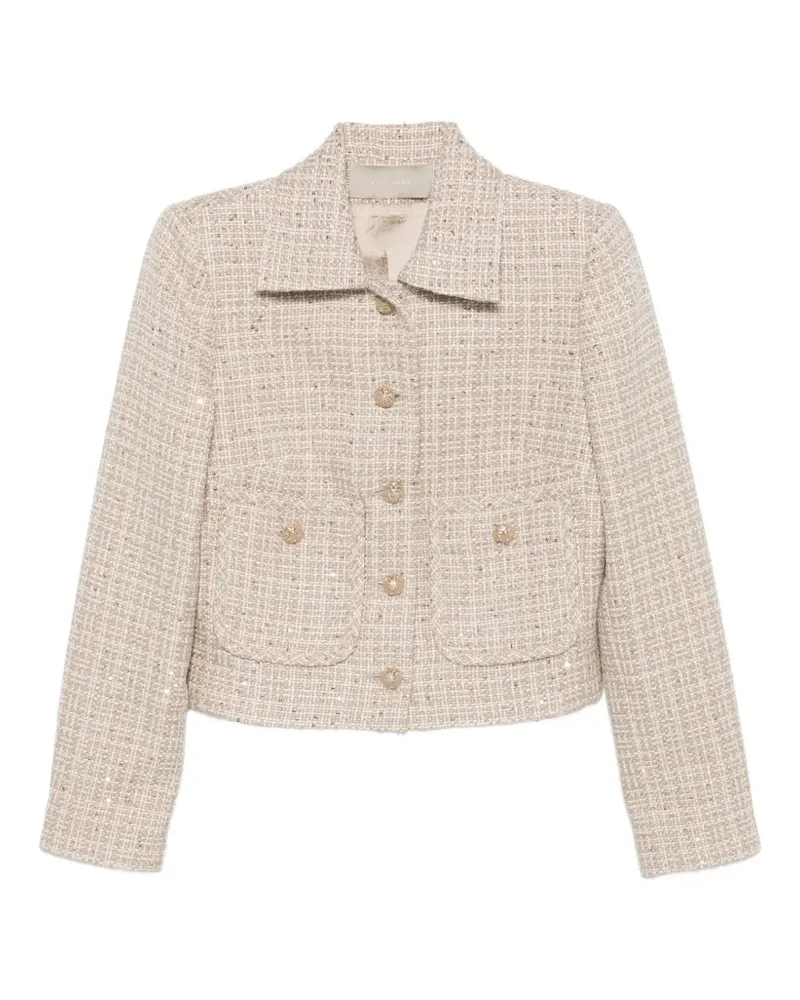 Elie Saab buttoned tweed jacket - Nude Nude