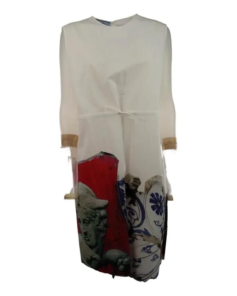 Prada printed compact fabric dress - Weiß Weiß