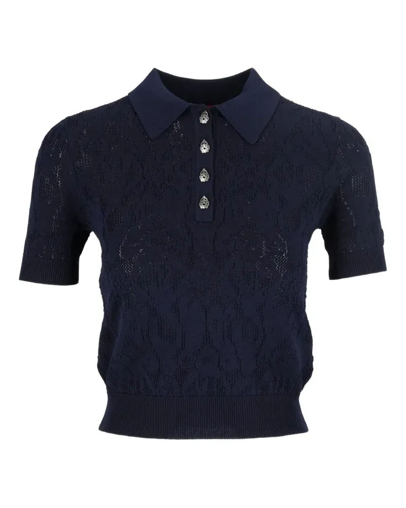 Dondup Poloshirt mit Lochstrickmuster - Blau Blau