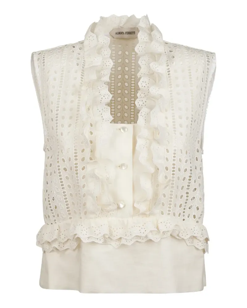Alberta Ferretti Gerüschte Bluse mit Ösen - Nude Nude