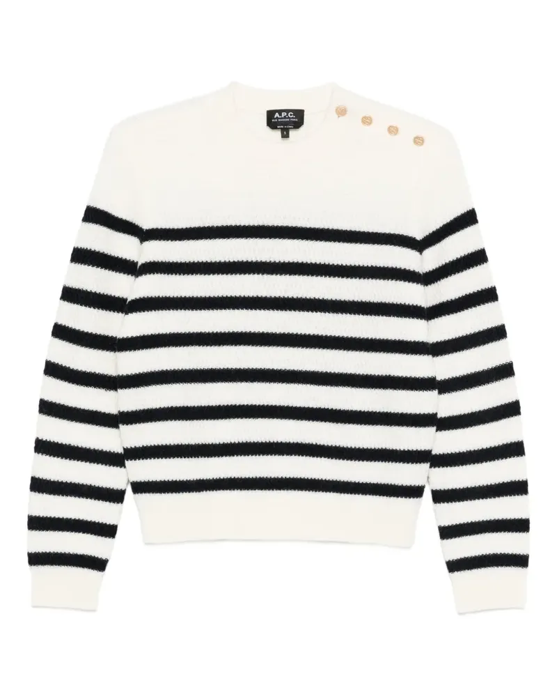 A.P.C. Gestreifter Pullover mit Knöpfen - Nude Nude