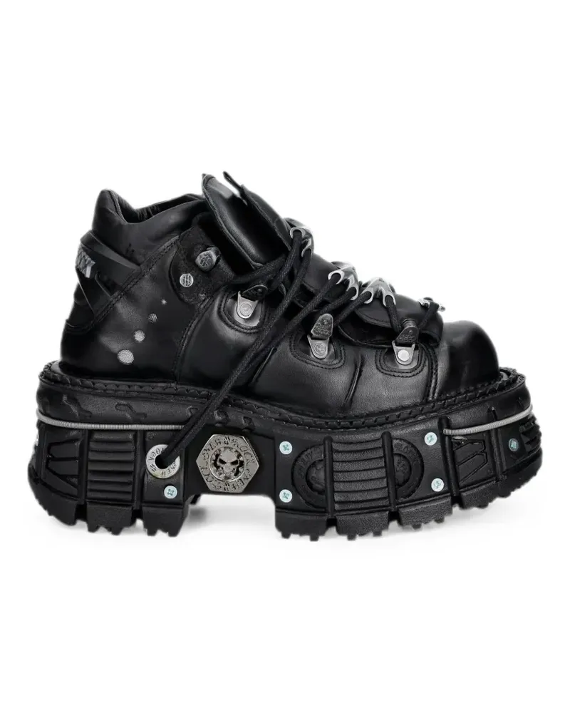 New Rock Sneakers mit Logo-Schild - Schwarz Schwarz