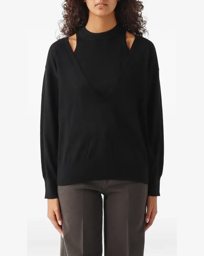 MEIMEIJ cut-out layered sweater - Schwarz Schwarz