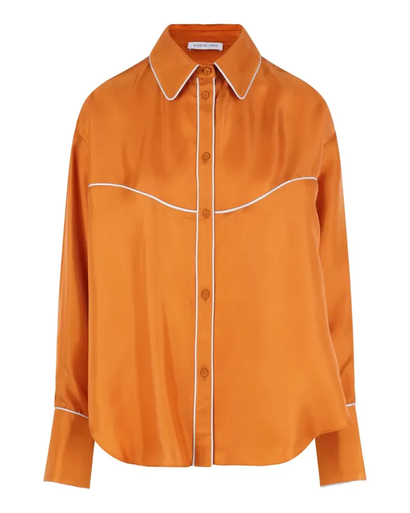 Raquel Diniz piping-detail silk shirt - Orange Orange