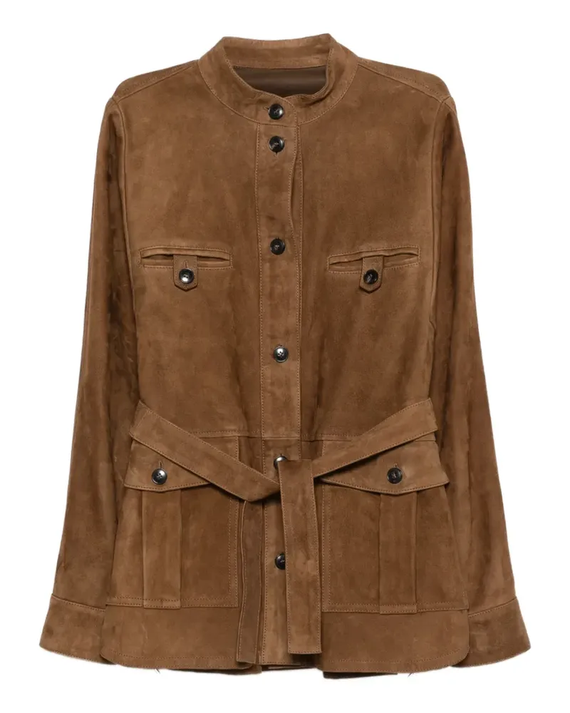 Yves Salomon Lederjacke mit Gürtel - Braun Braun