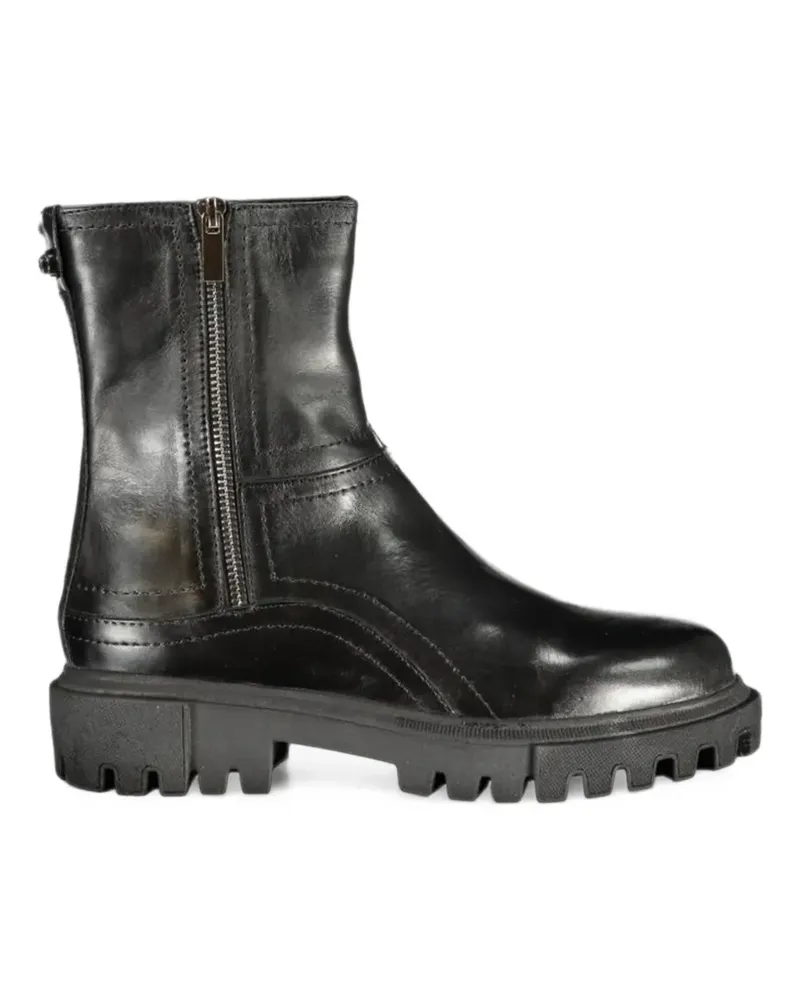 CAFèNOIR  chunky leather boots - Schwarz Schwarz
