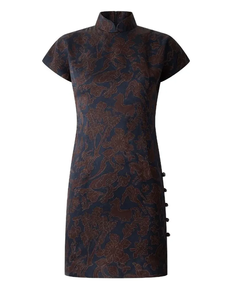 Shanghai Tang Qipao Jacquard-Kleid mit Blumen-Print - Blau Blau