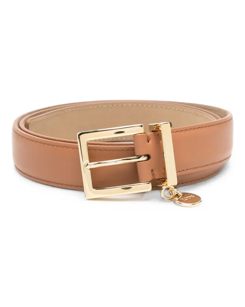 TOD'S logo-charm leather belt - Nude Nude