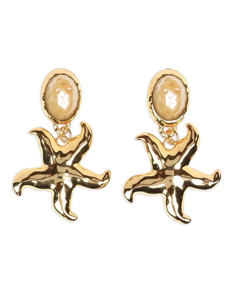 JULIETTA Perlenverzierte Ohrringe in Seesternform - Gold Gold