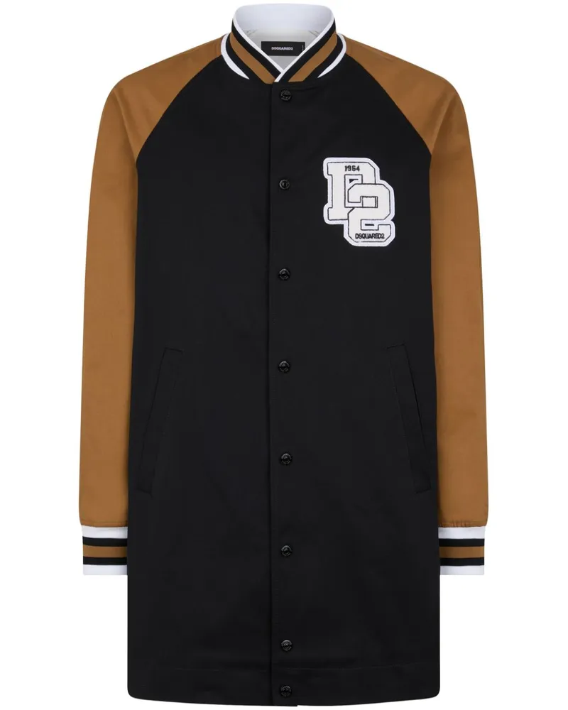 Dsquared2 Einreihiger Mantel mit Logo-Applikation - Schwarz Schwarz