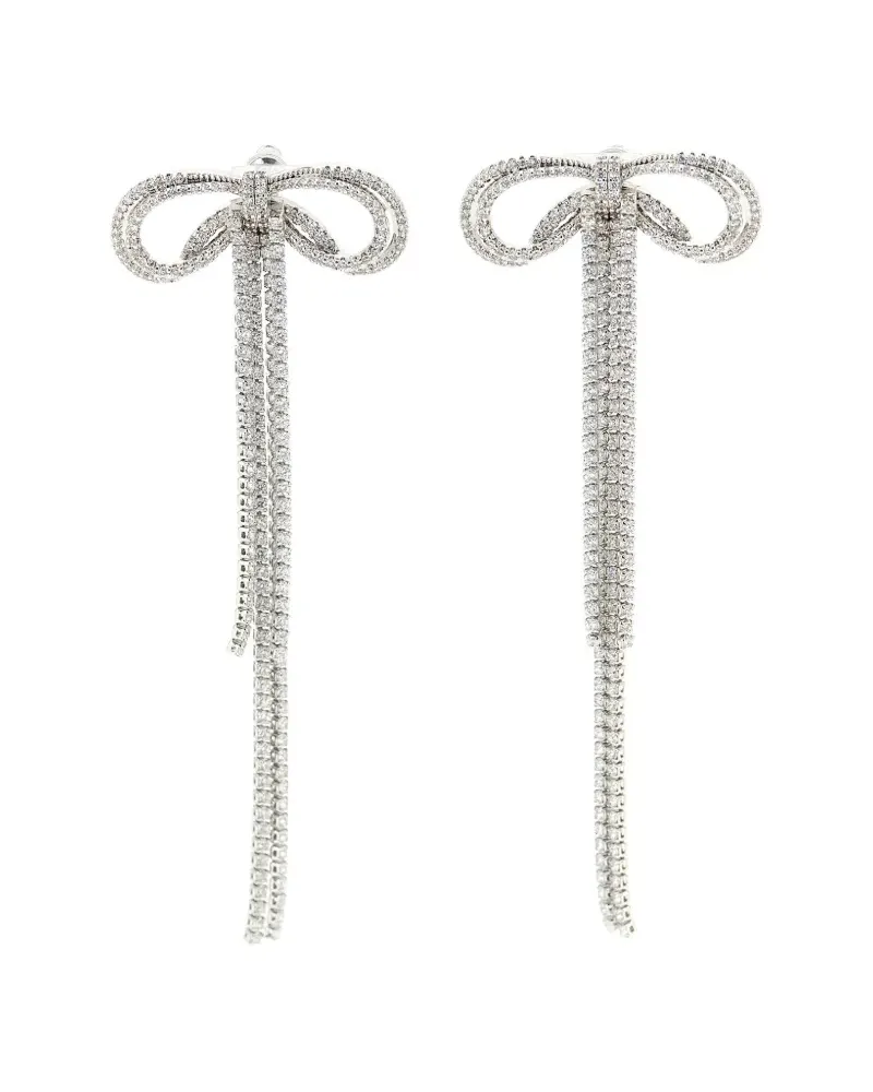 Self-Portrait Double Crystal Bow earrings - Silber Silber