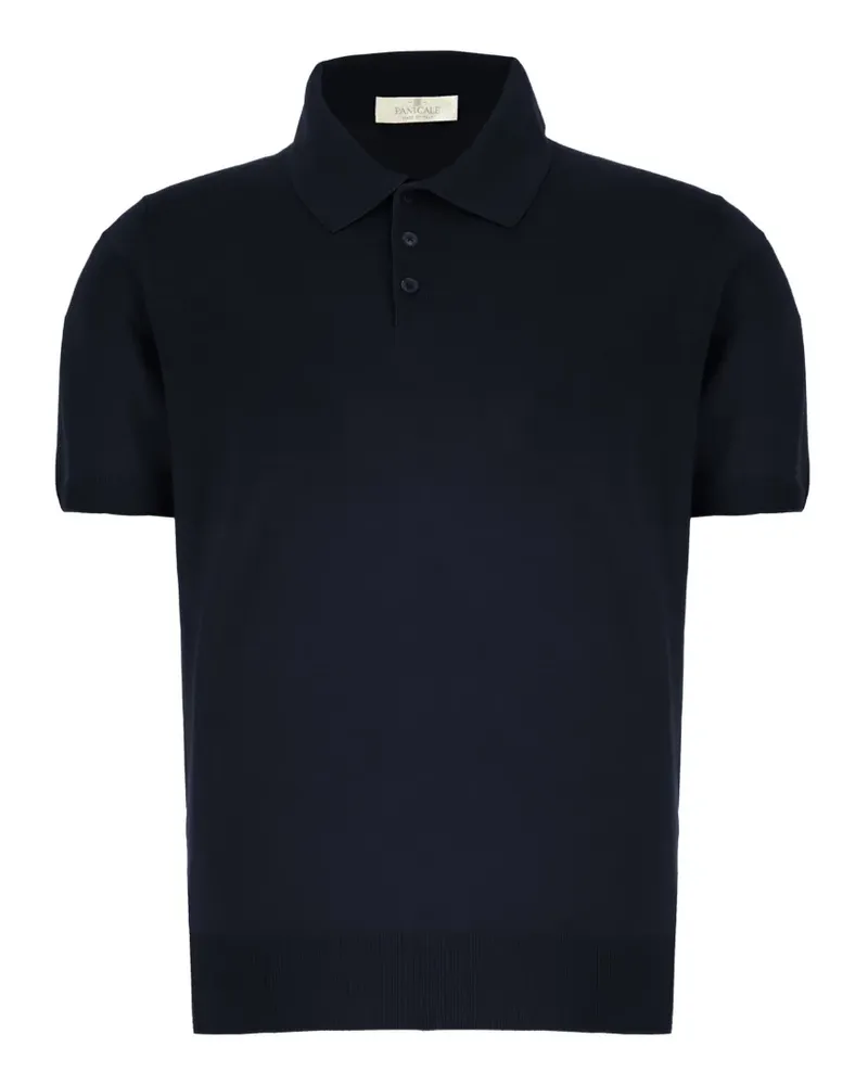 PANICALE Cashmere short-sleeve silk polo shirt - Blau Blau