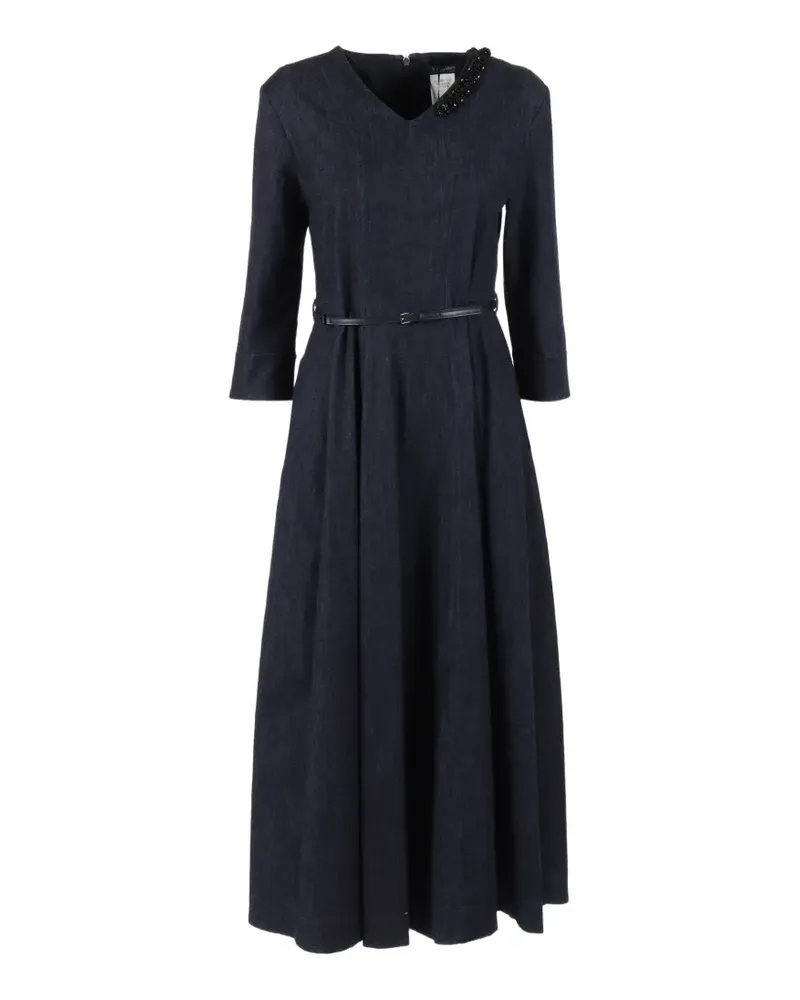 Max Mara Abito Vela Kleid mit V-Ausschnitt - Blau Blau