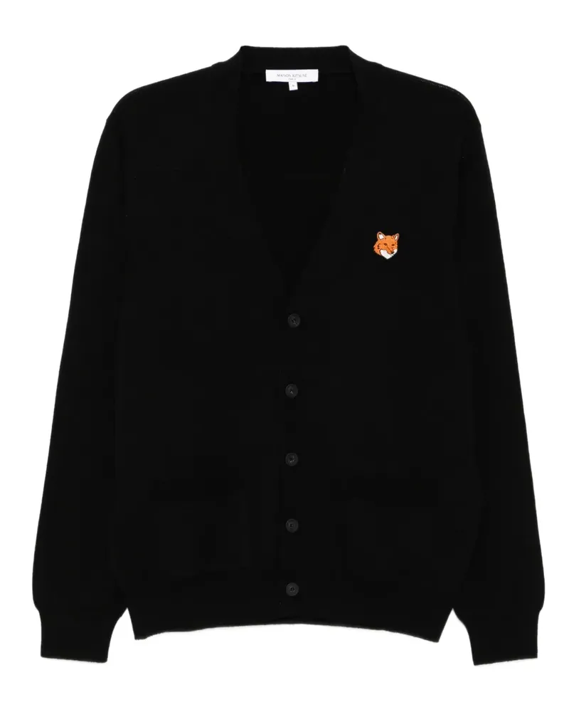 Kitsuné Cardigan mit Bold Fox Head-Patch - Schwarz Schwarz