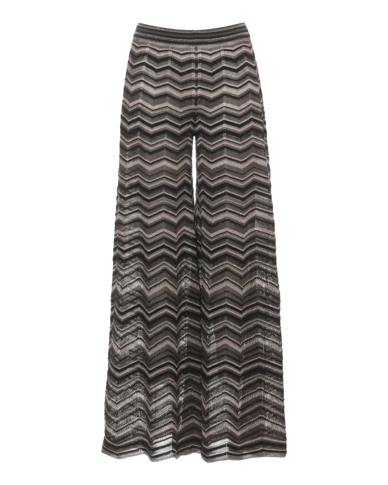 D.EXTERIOR zigzag-knit metallic palazzo pants - Braun Braun