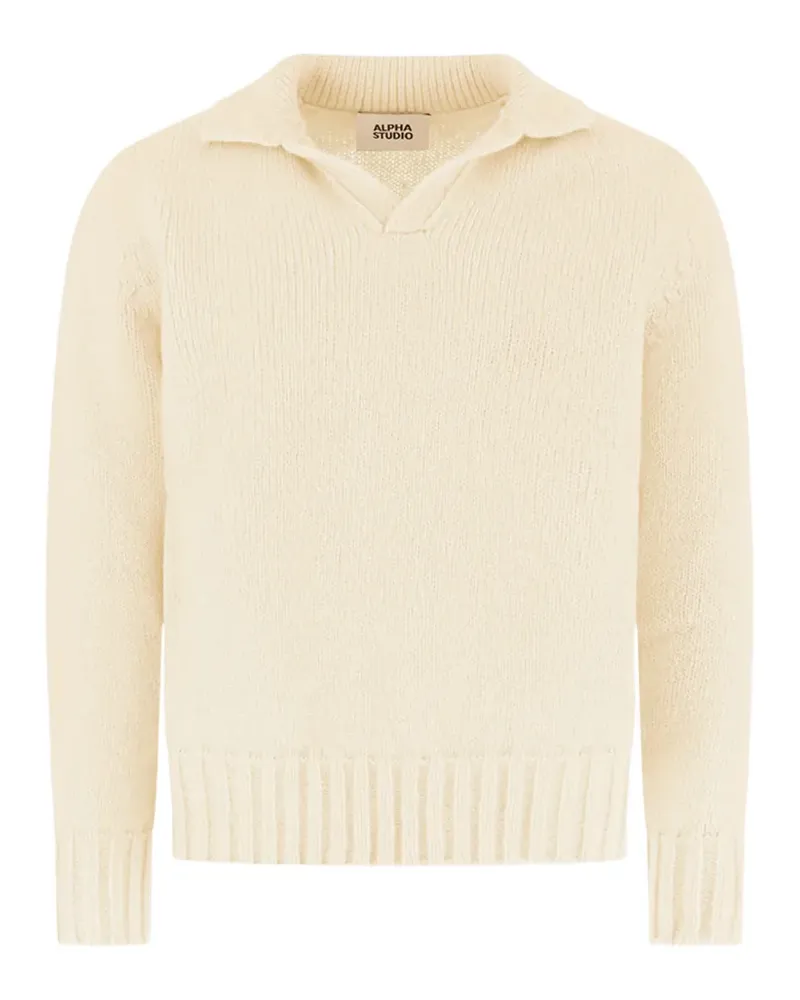 Alpha Studio spread-collar raglan-sleeve sweater - Nude Nude