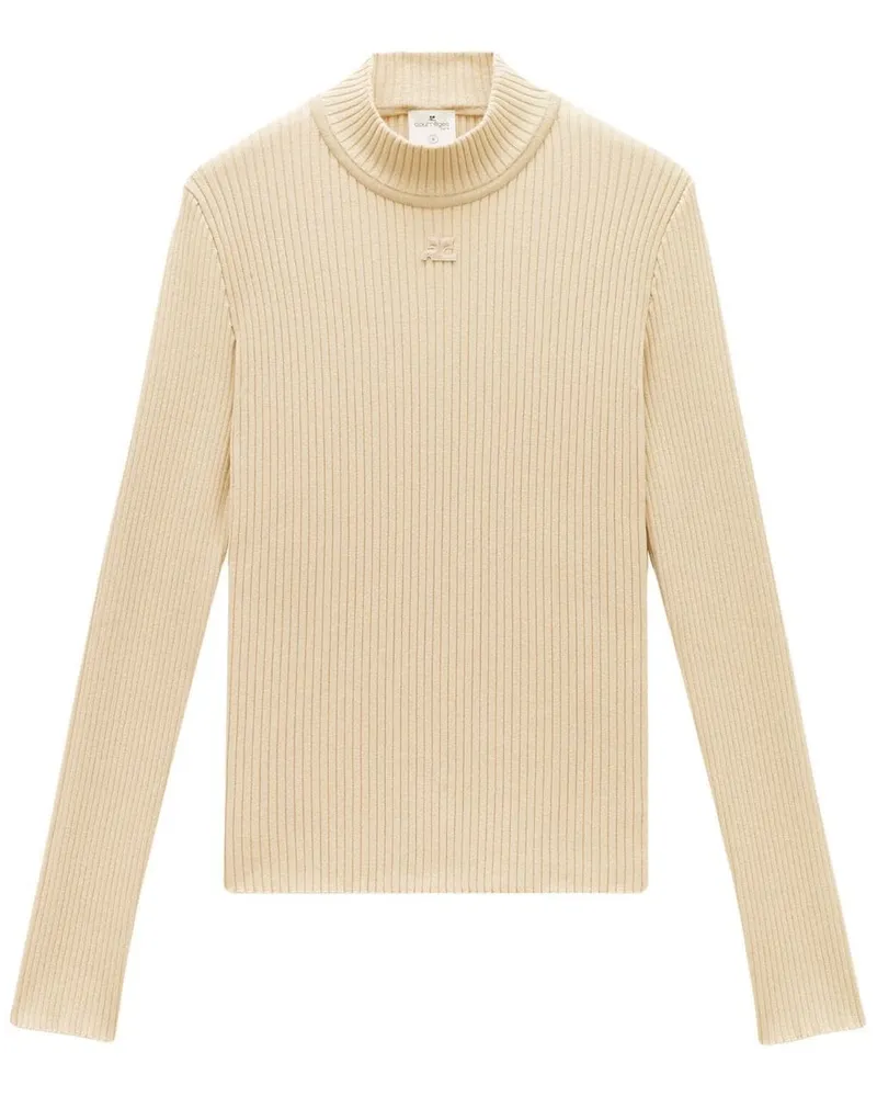 Courrèges Gerippter Pullover mit Stehkragen - Nude Nude