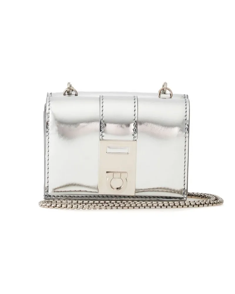 Ferragamo Hug Portemonnaie mit Kette Silber