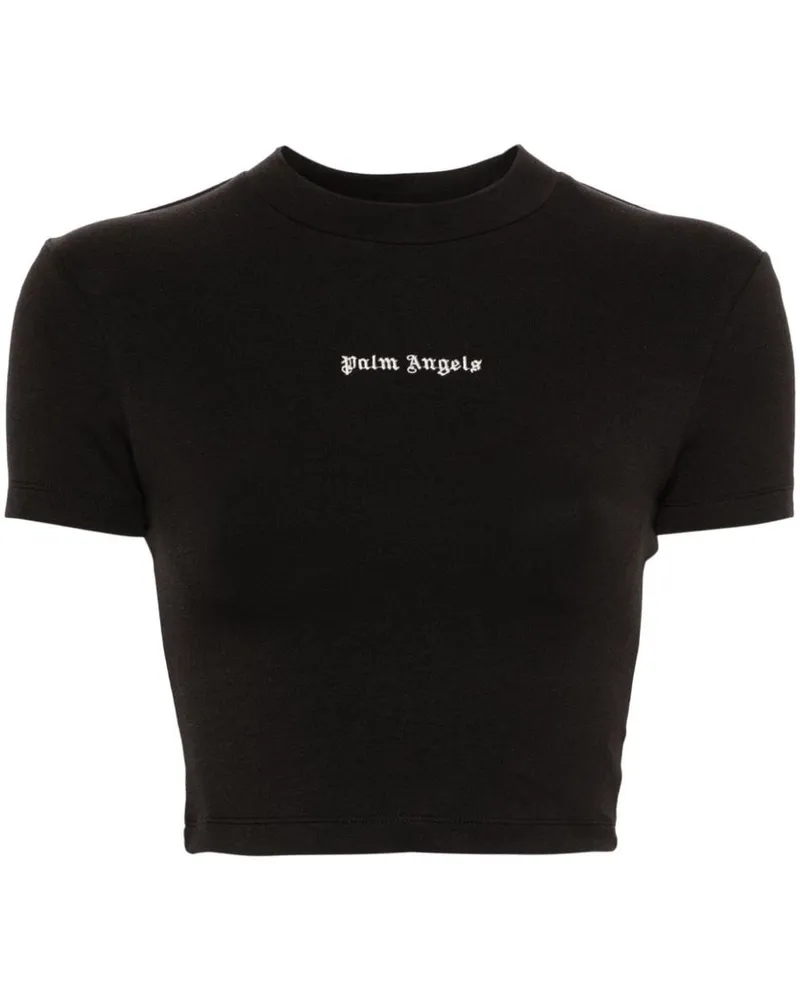 Palm Angels Besticktes T-Shirt mit Monogramm - Schwarz Schwarz